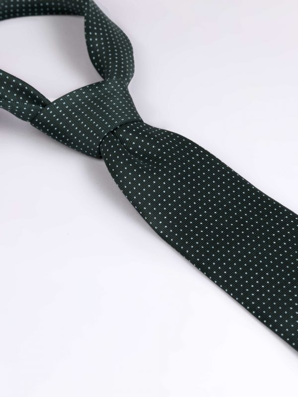 Cravata matase cu model verde cu alb